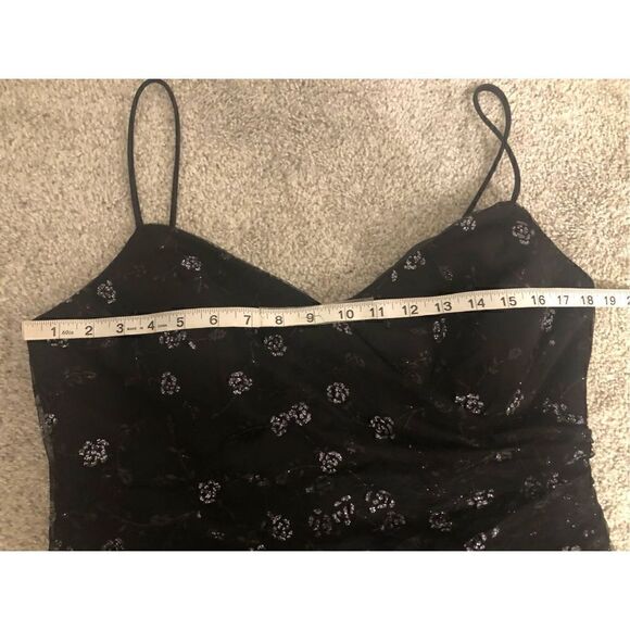 5/$25 SALE Onyx Nite Metallic Formal Prom Spaghetti Strap Mini Black Dress 14 - Picture 12 of 15